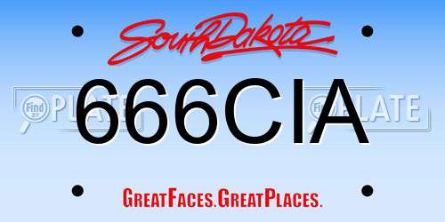 666CIA South Dakota License Plate