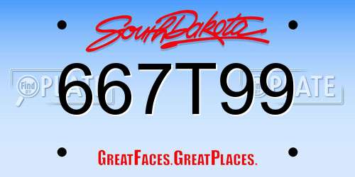 667T99 South Dakota License Plate