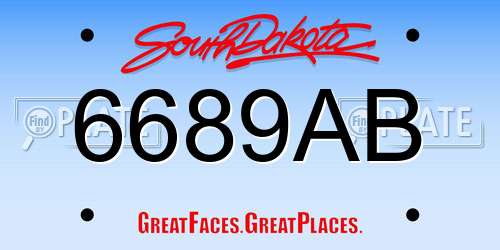 6689AB South Dakota License Plate