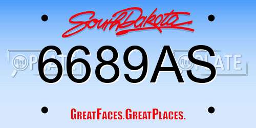 6689AS South Dakota License Plate