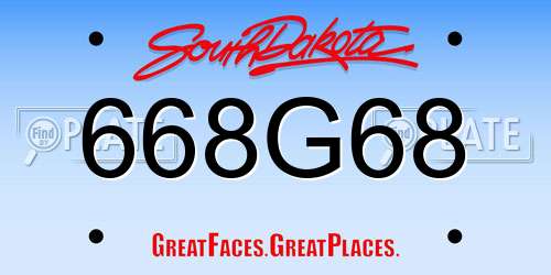 668G68 South Dakota License Plate