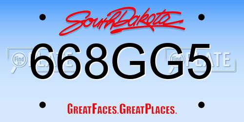668GG5 South Dakota License Plate