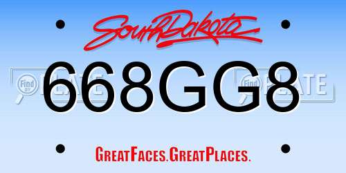 668GG8 South Dakota License Plate