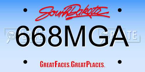 668MGA South Dakota License Plate