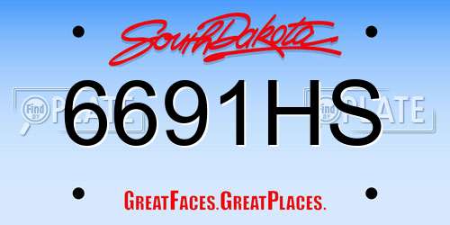 6691HS South Dakota License Plate