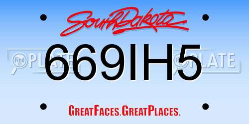 669IH5 South Dakota License Plate