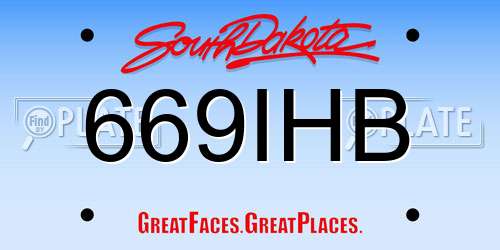 669IHB South Dakota License Plate