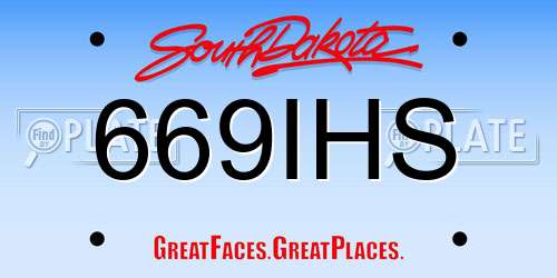 669IHS South Dakota License Plate
