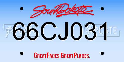 66CJ031 South Dakota License Plate