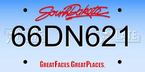 66DN621 South Dakota License Plate