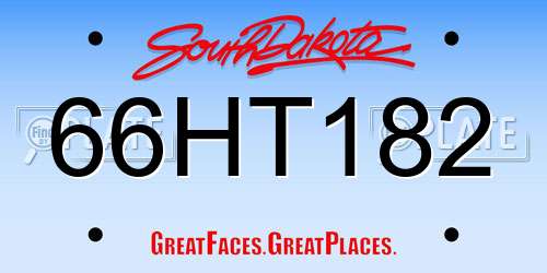 66HT182 South Dakota License Plate