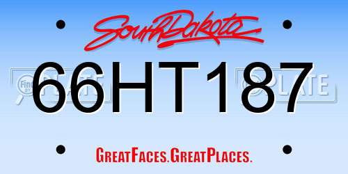 66HT187 South Dakota License Plate