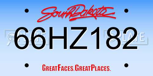 66HZ182 South Dakota License Plate