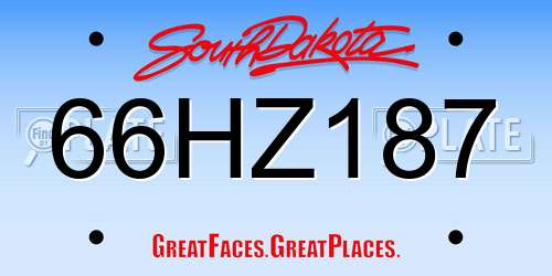 66HZ187 South Dakota License Plate