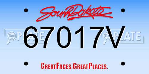 67017V South Dakota License Plate