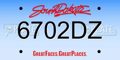 6702DZ South Dakota License Plate