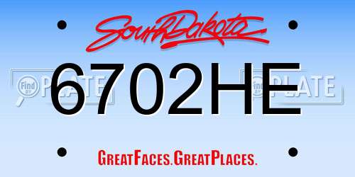 6702HE South Dakota License Plate