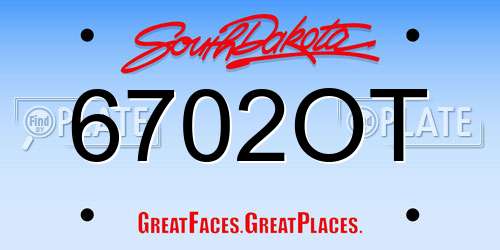 6702OT South Dakota License Plate