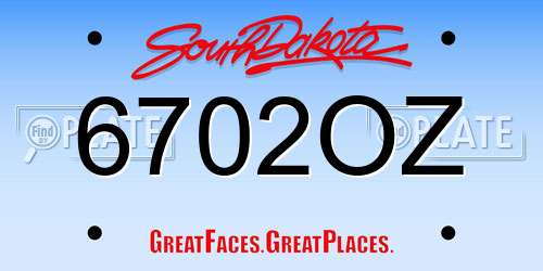 6702OZ South Dakota License Plate