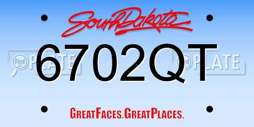 6702QT South Dakota License Plate