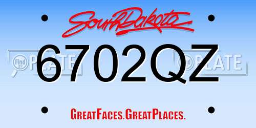 6702QZ South Dakota License Plate