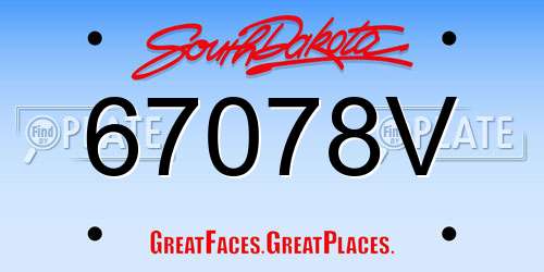 67078V South Dakota License Plate