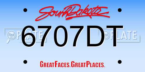 6707DT South Dakota License Plate