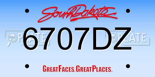 6707DZ South Dakota License Plate