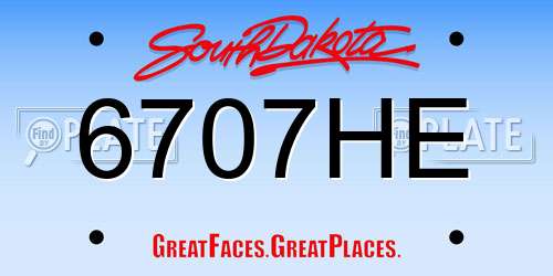 6707HE South Dakota License Plate