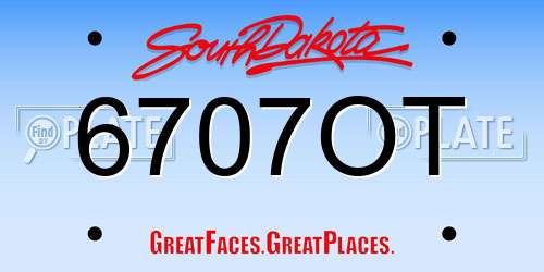 6707OT South Dakota License Plate
