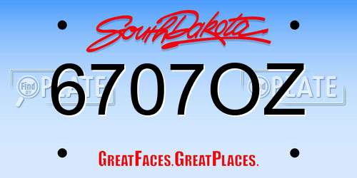 6707OZ South Dakota License Plate