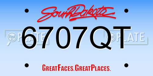 6707QT South Dakota License Plate