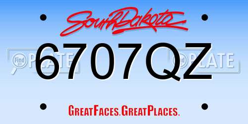 6707QZ South Dakota License Plate