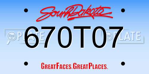 670T07 South Dakota License Plate