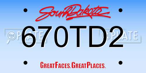 670TD2 South Dakota License Plate