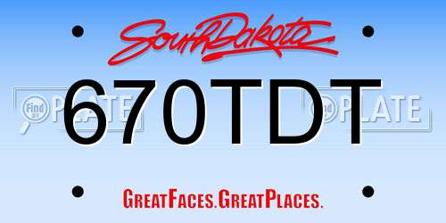 670TDT South Dakota License Plate
