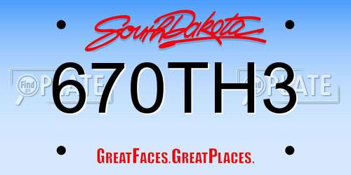 670TH3 South Dakota License Plate