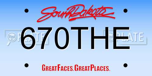 670THE South Dakota License Plate