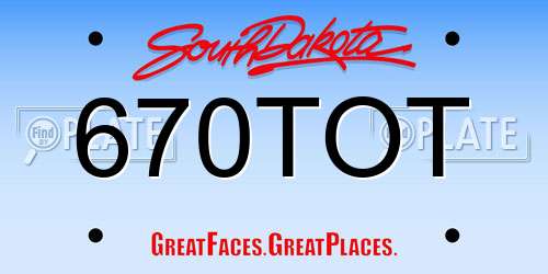670TOT South Dakota License Plate
