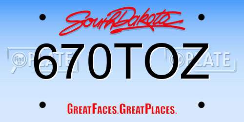 670TOZ South Dakota License Plate