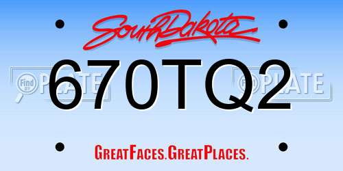 670TQ2 South Dakota License Plate