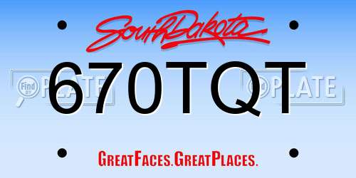 670TQT South Dakota License Plate
