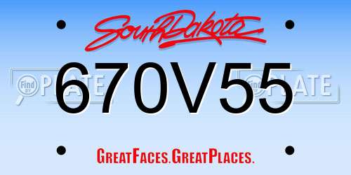 670V55 South Dakota License Plate
