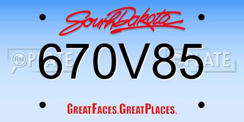 670V85 South Dakota License Plate