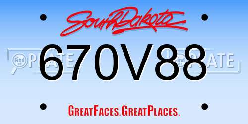 670V88 South Dakota License Plate