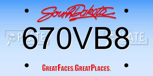 670VB8 South Dakota License Plate
