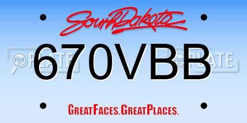 670VBB South Dakota License Plate