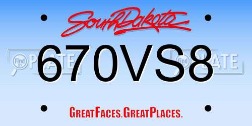 670VS8 South Dakota License Plate
