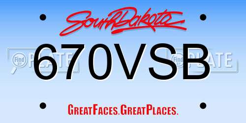 670VSB South Dakota License Plate
