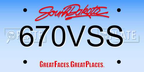 670VSS South Dakota License Plate